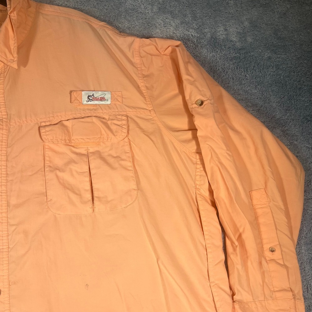 World Wide Sportsman Mens 3XL Fishing Shirt Peach Nylon Vented Long Sleeve - Picture 4 of 16